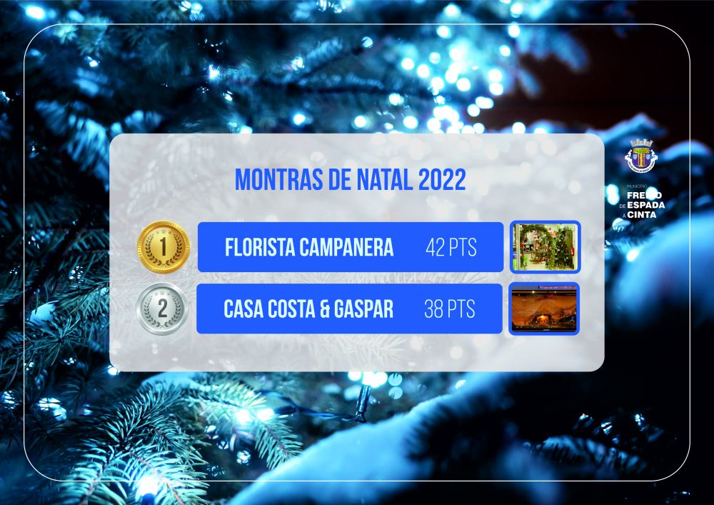 Concursos de “Montras de Natal”, “Iluminação de Natal – fachadas, portas e janelas” e “Árvore de Natal Sustentável” 2022 – Divulgação de Resultados